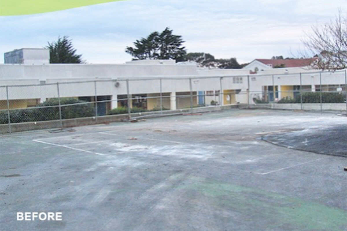 Before green schoolyard transformation at Sloat Elementary School in San Francisco, CA